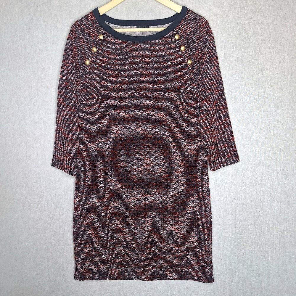 NWT Talbots Knit Stretch Golden Button Sweater Dress Size M Preppy Comfy Old Mon